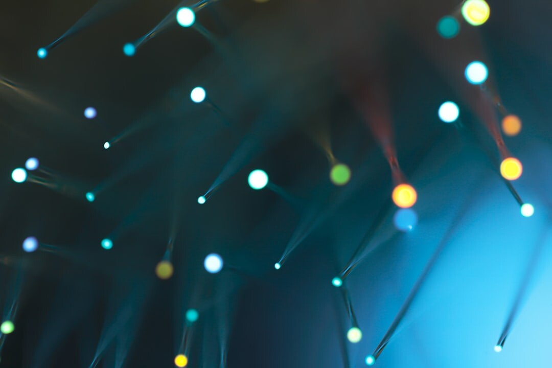 Artificial intelligence neural network visualization with glowing connections