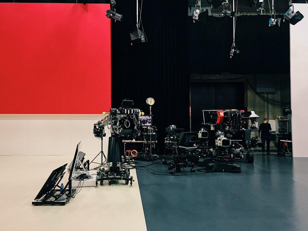 Professional broadcast camera recording in a TV studio